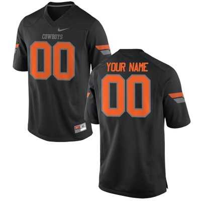 Men%27s Oklahoma State Cowboys Customized Replica Football 2015 Black Jersey->customized ncaa jersey->Custom Jersey